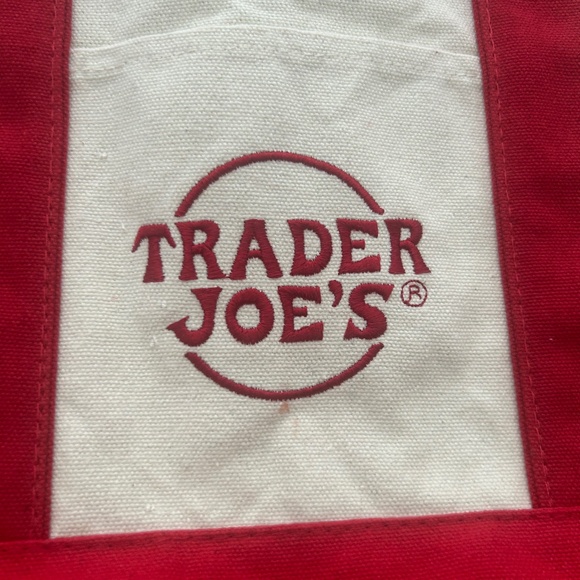 Trader Joe's Mini Canvas Tote Red Color NWT - Picture 2 of 7